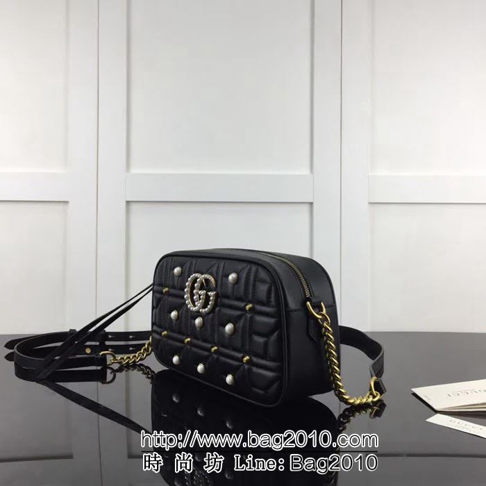 GUCCI古馳頂級原單 新款專櫃品質 實物實拍 447632珍珠克色鏈條單肩斜跨包 HY1194